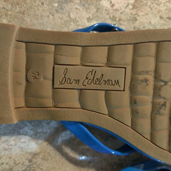 Sam Edelman Sandals Women 7.5 Blue Thong Summer Slip On Flat Shoes Flip Flops - Picture 4 of 4